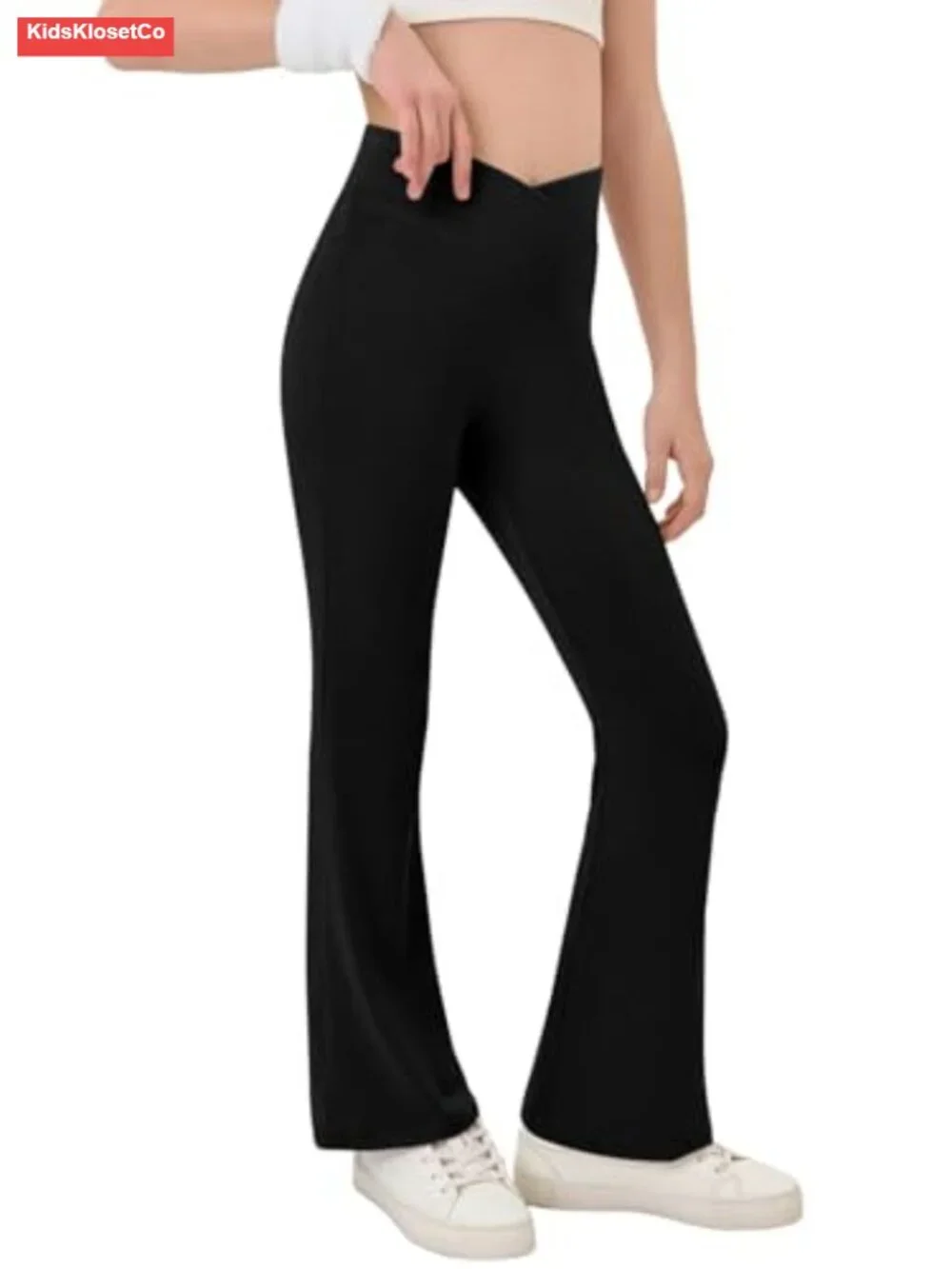 Girls Crossover Flare Pants Bootcut Leggings High-Waist Stretchy 5-14 Years